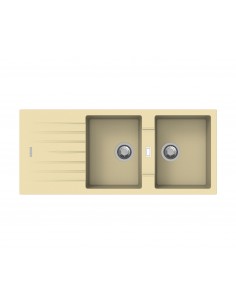 Apell 6000123 Lavello 116X50 cm 2 Vasche Rettangolare con Gocciolatoio Granito Beige