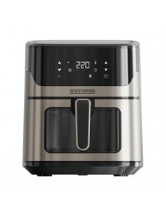 BLACK+DECKER BXAF6500E Airfryer Friggitrice a basso contenuto di grassi 6,5 L 1600 W Nero, Grigio