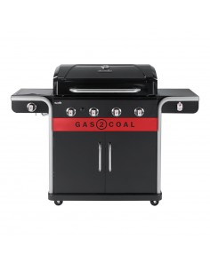 CHAR-BROIL GAS2COAL 2.0 4B Barbecue Carbone + gas naturale con coperchio Ghisa