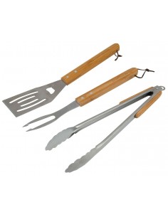 BBQ ACCY UTENSIL KIT WOOD X3PCS