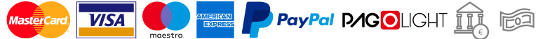 Metodi di pagamento accettati: MasterCard, Visa, Maestro, American Express, PayPal, PagoLight
